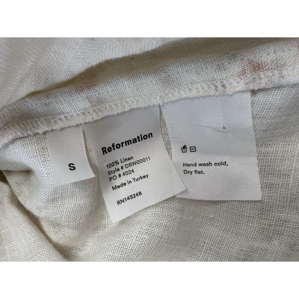 Reformation Linen Floral Maxi Dress Small Puff Sleeve Smocked Waist Cream Ivory - Picture 11 of 13
